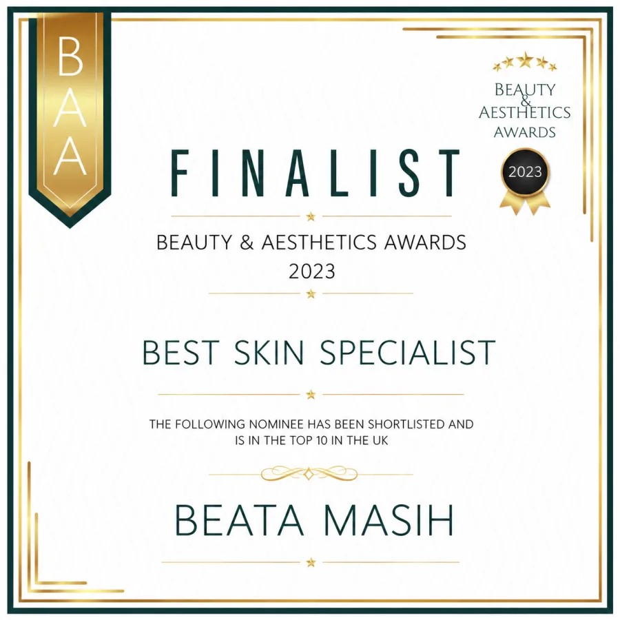 Best Skin Specialist — Top 10 UK 2023 award badge